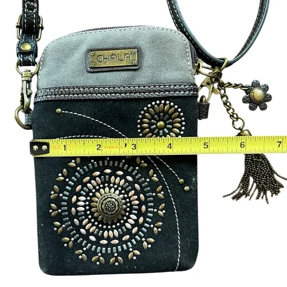 Chala Dazzled Starburst Adjustable Crossbody Cellphone Holder Faux Suede - Picture 7 of 9